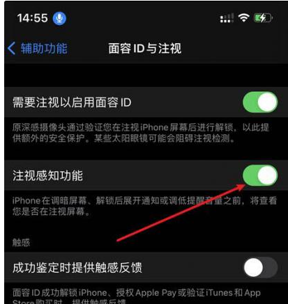 平定苹果14维修网点分享iPhone14注视感知功能有什么用 